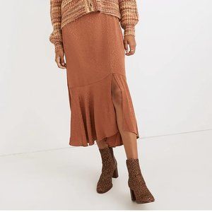 Madewell Flounce-Hem Midi Skirt in Cheetah Jacquard NWT (Size 8)